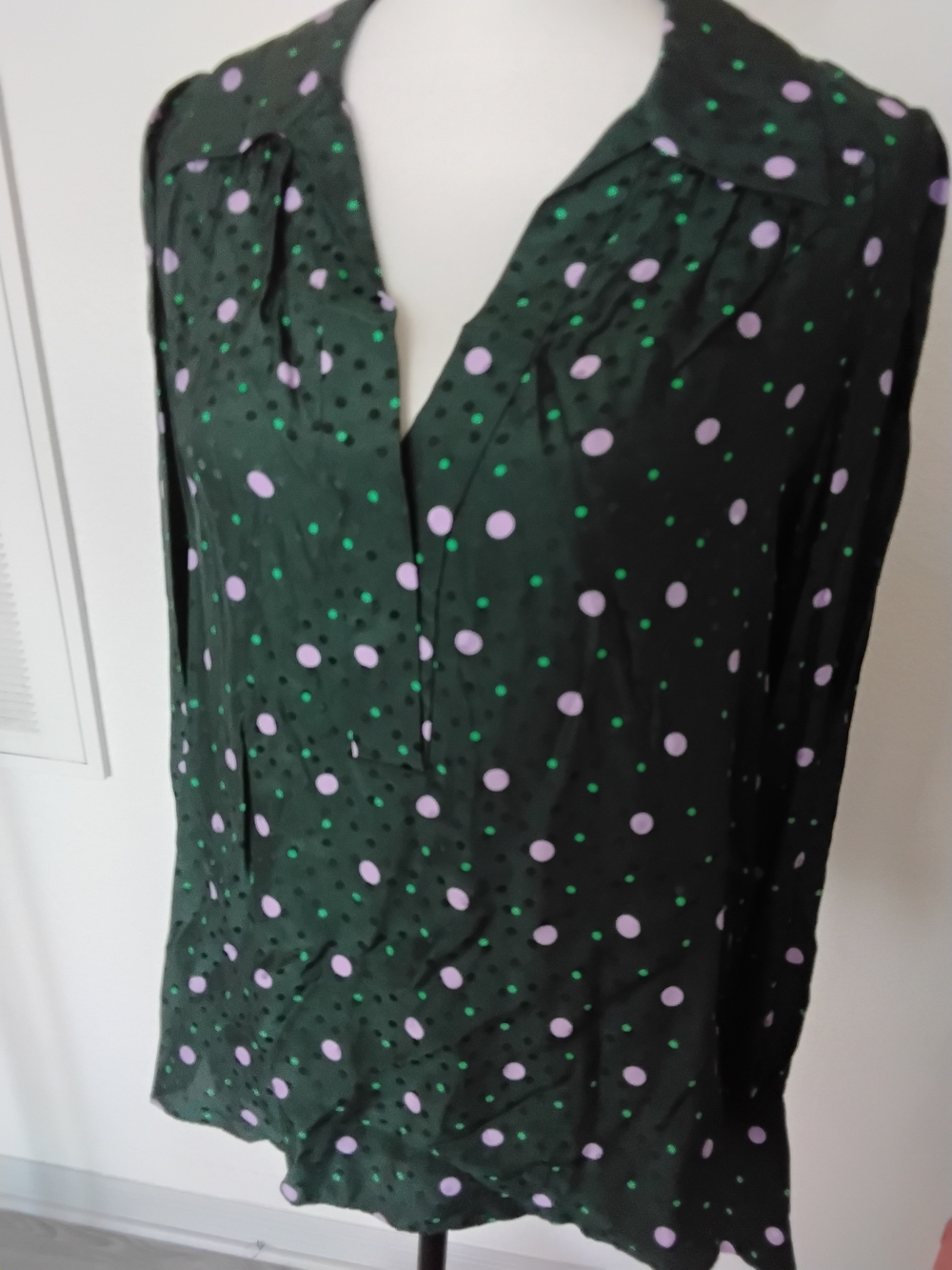 kate spade Dark Green Polka Dot Sleeveless Blouse